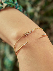18K Gold Pavé Custom Nameplate Bracelet - 18K Gold. Pavé Cubic Zirconia Stones
