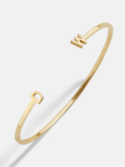 18K Gold Double Initial Custom Cuff Bracelet - Gold/Pavé