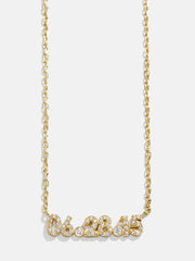 18K Gold Pavé Custom Number Necklace - 18K Gold. Pavé Cubic Zirconia Stones