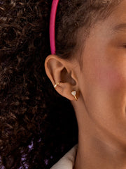 Little Hearts Big Feelings 18K Gold Kids' Huggie Earrings - Gold/Pavé