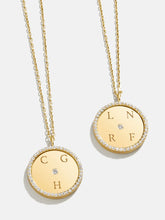 Classic 18K Gold Custom Medallion Necklace - Gold/Pavé