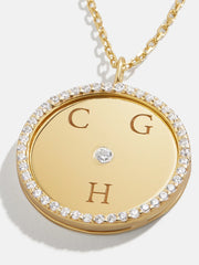 Classic 18K Gold Custom Medallion Necklace - Gold/Pavé