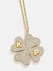 Clover 18K Gold Custom Pendant Necklace - 18K Gold. Pavé Cubic Zirconia Stones