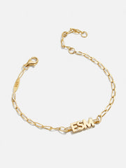 Mini 18K Gold Custom Initial Bracelet - Gold/Pavé