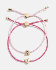 Kids' Cord Initial Bracelet Set - Pink