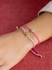 Kids' Cord Initial Bracelet Set - Pink