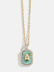 Gold & Turquoise Initial Necklace - Turquoise Stone