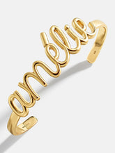 18K Gold Custom Nameplate Cuff Bracelet - 18K Gold