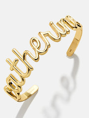 18K Gold Custom Nameplate Cuff Bracelet - 18K Gold