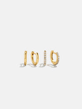 Nicole 18K Gold Earring Set - Gold/Pavé