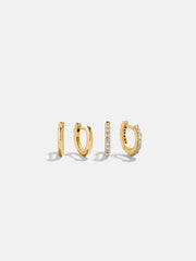 Nicole 18K Gold Earring Set - Gold/Pavé