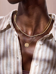 18K Gold Initial Pendant Necklace - Gold/Pavé