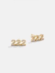 18K Gold Angel Number Earrings - Gold/Pavé