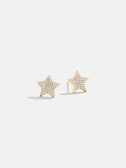18K Gold Celestial Delicate Stud - Pavé Star