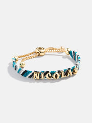 Woven Kids' Custom Friendship Bracelet - Blue/Black Stripe