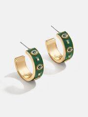 WEAR By Erin Andrews x BaubleBar Enamel Hoop Earrings - Green Bay Packers