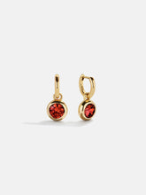 18K Gold Birthstone Drop Earrings - Garnet