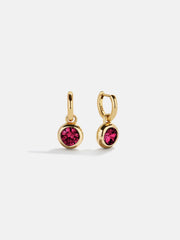18K Gold Birthstone Drop Earrings - Ruby