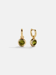 18K Gold Birthstone Drop Earrings - Peridot