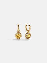 18K Gold Birthstone Drop Earrings - Topaz