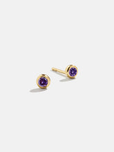 18K Gold Birthstone Stud Earrings - Amethyst