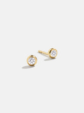 18K Gold Birthstone Stud Earrings - Crystal