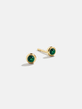 18K Gold Birthstone Stud Earrings - Emerald
