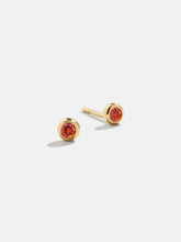 18K Gold Birthstone Stud Earrings - Garnet