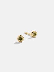 18K Gold Birthstone Stud Earrings - Peridot