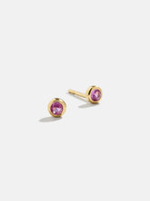 18K Gold Birthstone Stud Earrings - Rose