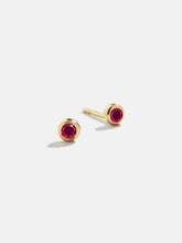 18K Gold Birthstone Stud Earrings - Ruby