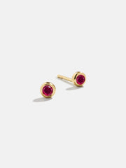 18K Gold Birthstone Stud Earrings - Ruby