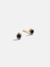 18K Gold Birthstone Stud Earrings - Sapphire