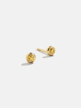 18K Gold Birthstone Stud Earrings - Topaz