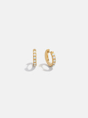 18K Gold Semi-Precious Huggie Earrings - Opal