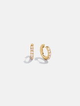 18K Gold Semi-Precious Huggie Earrings - Rose Quartz