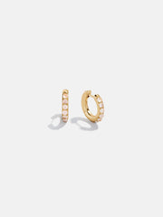 18K Gold Semi-Precious Huggie Earrings - Rose Quartz