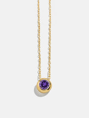 18K Gold Birthstone Pendant Necklace - Amethyst