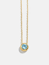 18K Gold Birthstone Pendant Necklace - Aquamarine