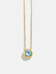 18K Gold Birthstone Pendant Necklace - Aquamarine