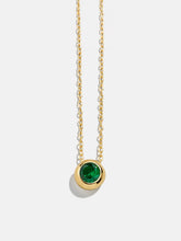 18K Gold Birthstone Pendant Necklace - Emerald
