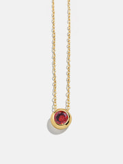 18K Gold Birthstone Pendant Necklace - Garnet