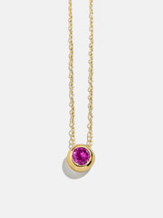 18K Gold Birthstone Pendant Necklace - Rose