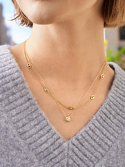 18K Gold Birthstone Pendant Necklace - Crystal