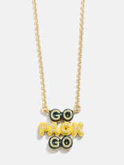 WEAR By Erin Andrews x BaubleBar Enamel Slogan Necklace - Green Bay Packers