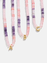 Semi-Precious Beaded Initial Necklace - Pink Ombre