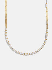 Harper 18K Gold Tennis Necklace - Gold/Pavé