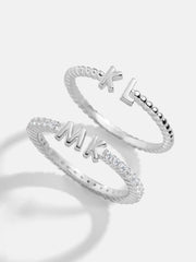 Sterling Silver Custom Initial Ring - Silver