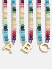 Semi-Precious Block Initial Necklace - Multi