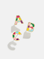 Kids' Rainbow Initial Earrings - Gold/Multi